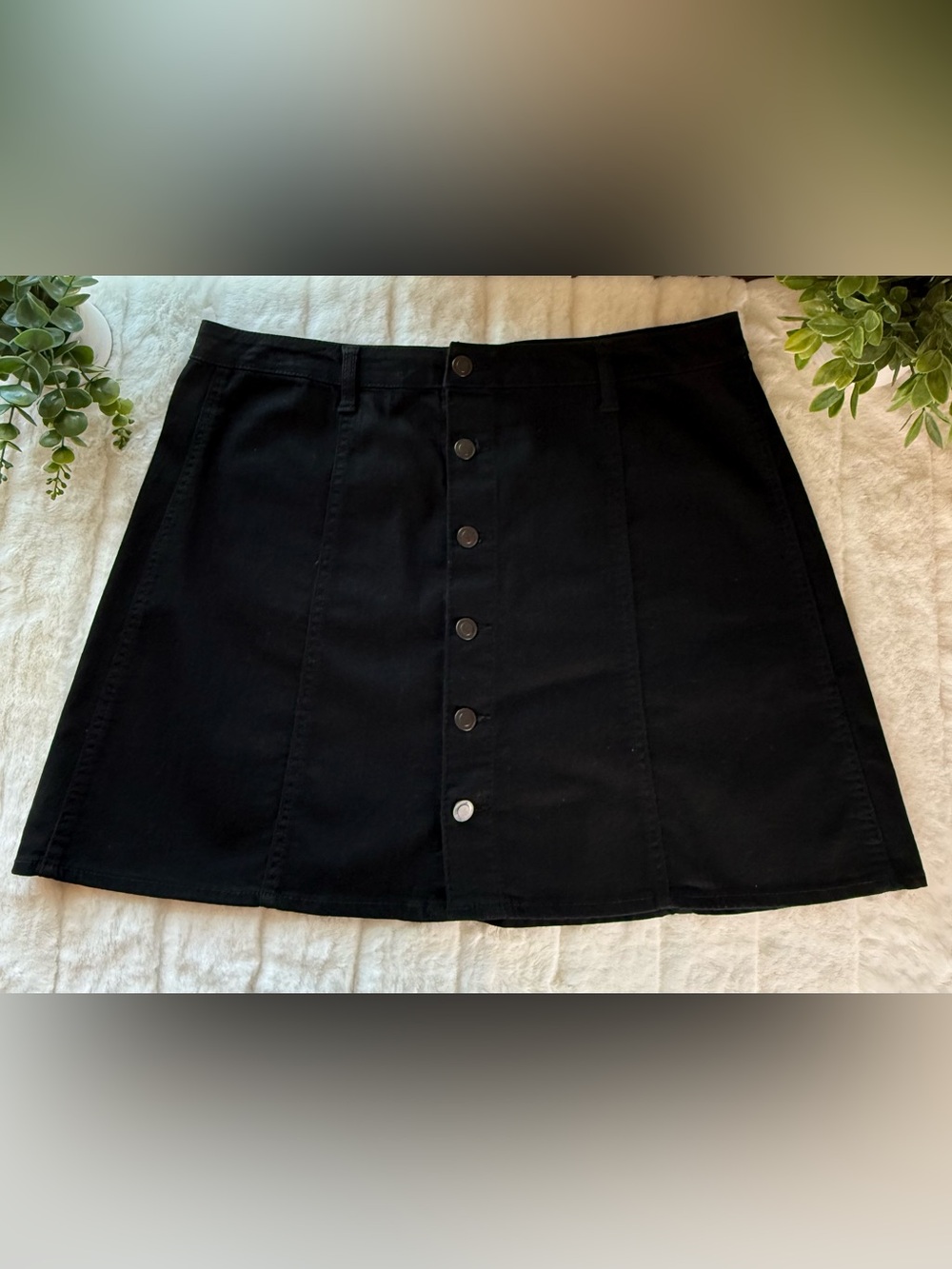 NWOT - Faded Glory Black Button-Front Mini Skirt Size 14